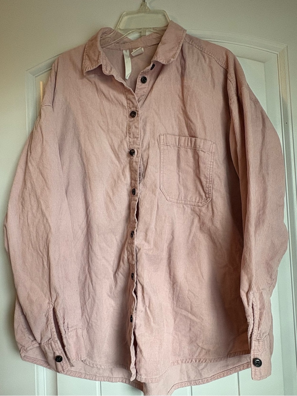 H&M Dusty Pink Corduroy Button-Down Shirt